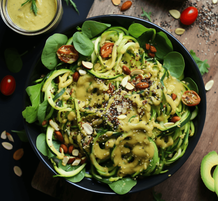Avocado and Zucchini Noodles Salad with Hemp Seeds - Keto Australia