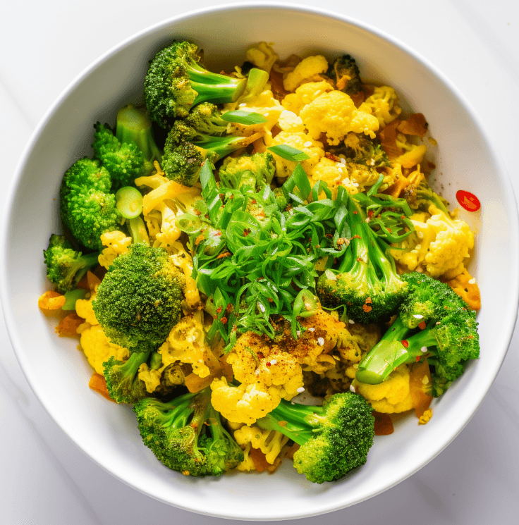 Cauliflower and Broccoli Stir-Fry with Turmeric Eggs - Keto Australia