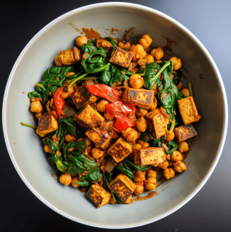 Chickpea and Spinach Stir-Fry with Tofu - Keto Australia