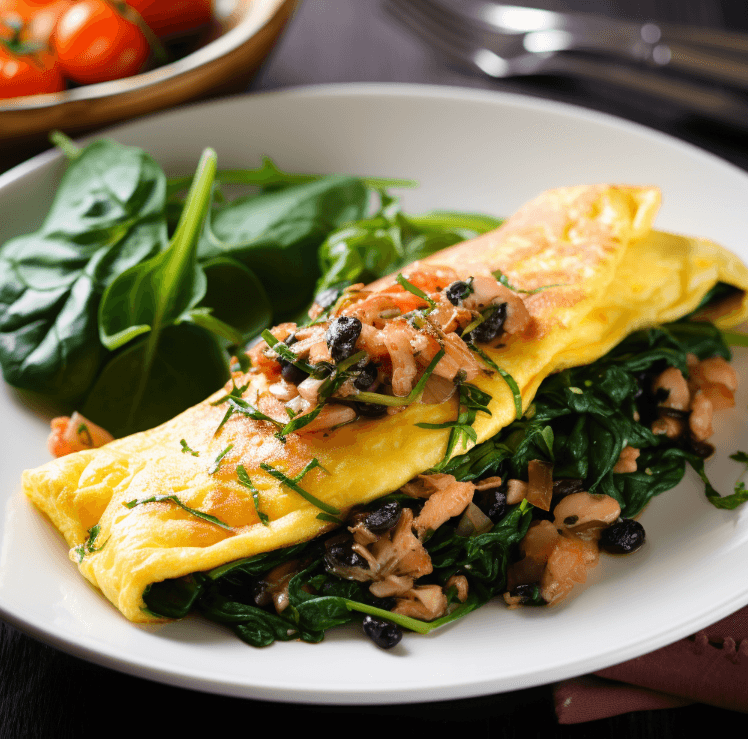 Salmon and Spinach Stuffed Omelette with Olive Tapenade - Keto Australia