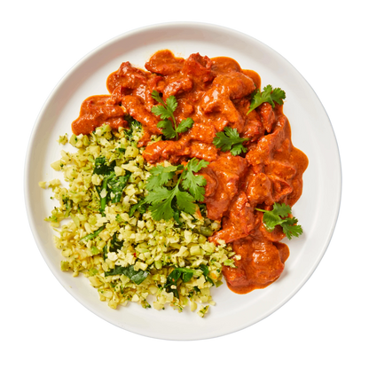 Butter Chicken with Broccoli and Cauliflower Rice