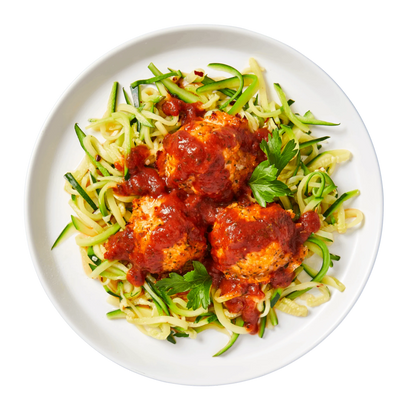 Basil and Oregano Chicken Meat Balls with Zoodles