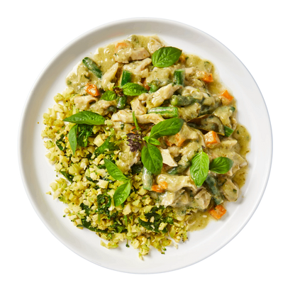 Thai Green Chicken Curry with Broccoli and Cauliflower Rice