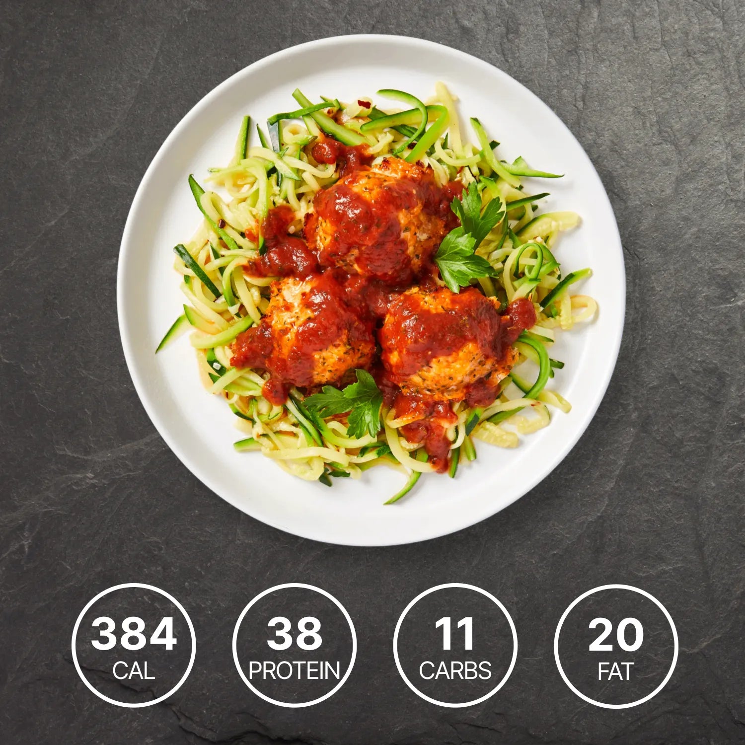 Basil and Oregano Chicken Meat Balls with Zoodles