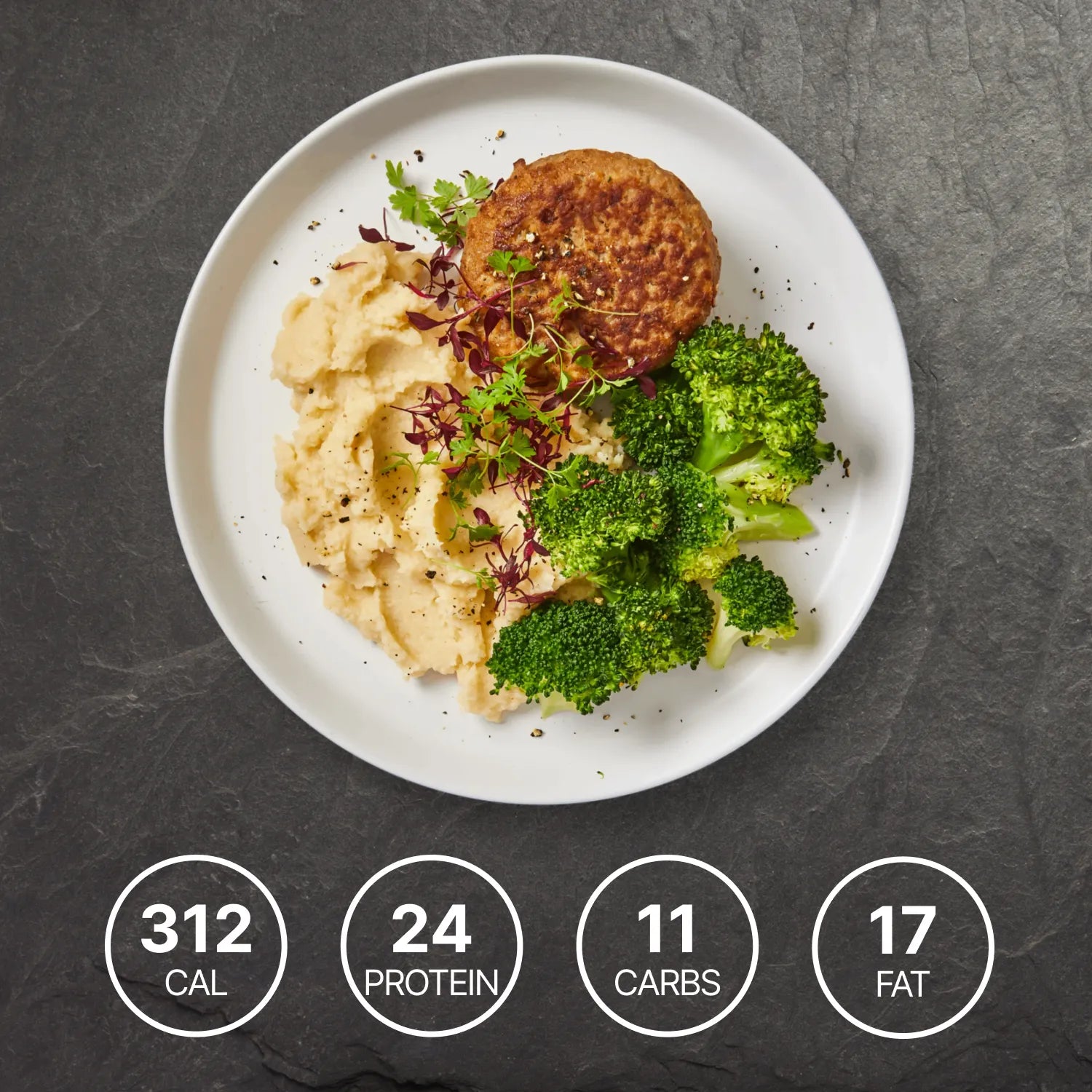Lamb Rissoles with Creamy Cauliflower Mash and Broccoli