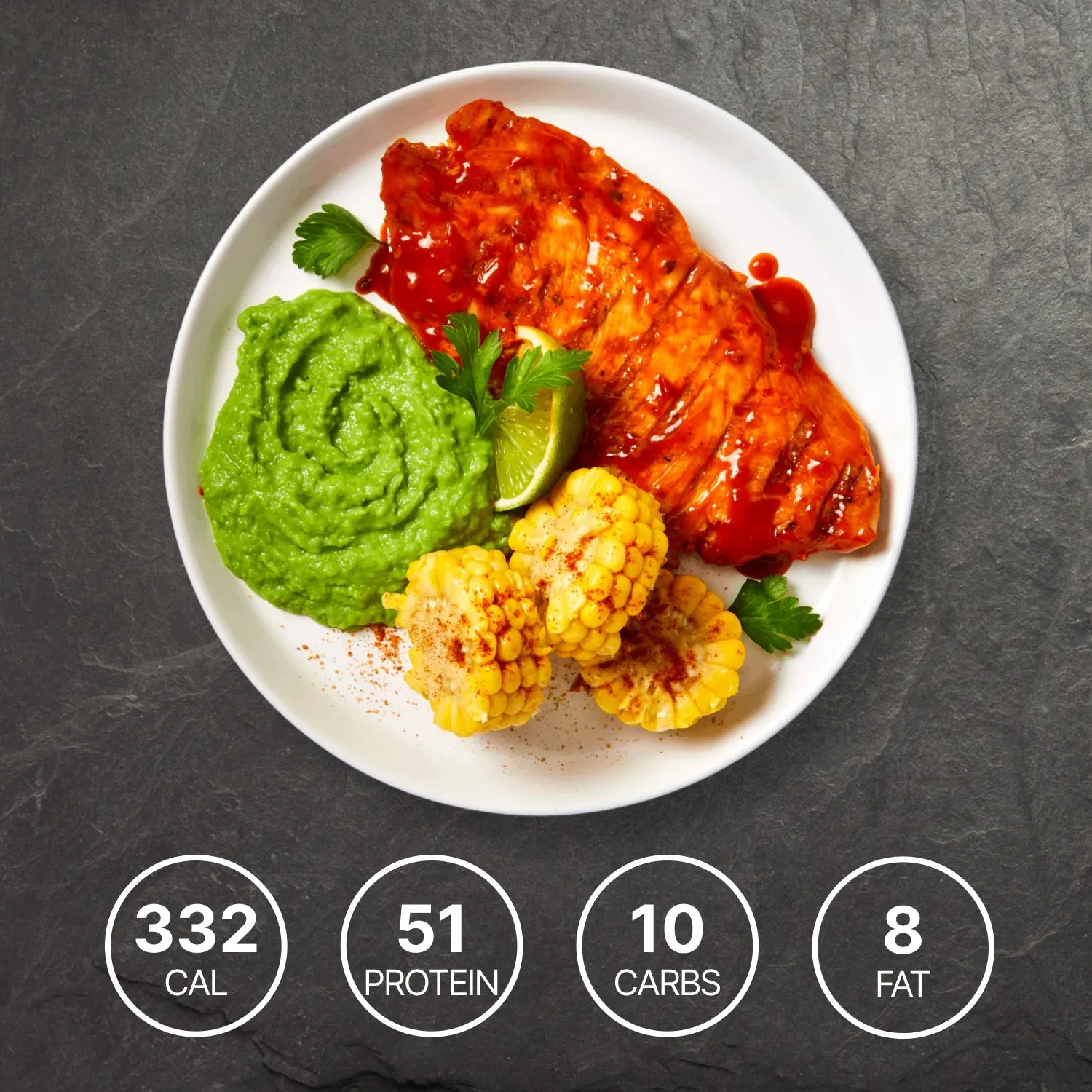 Peri Peri Chicken With Corn Cob And Pea Mash