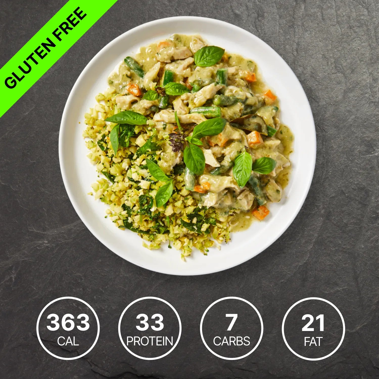 Thai Green Chicken Curry with Broccoli and Cauliflower Rice